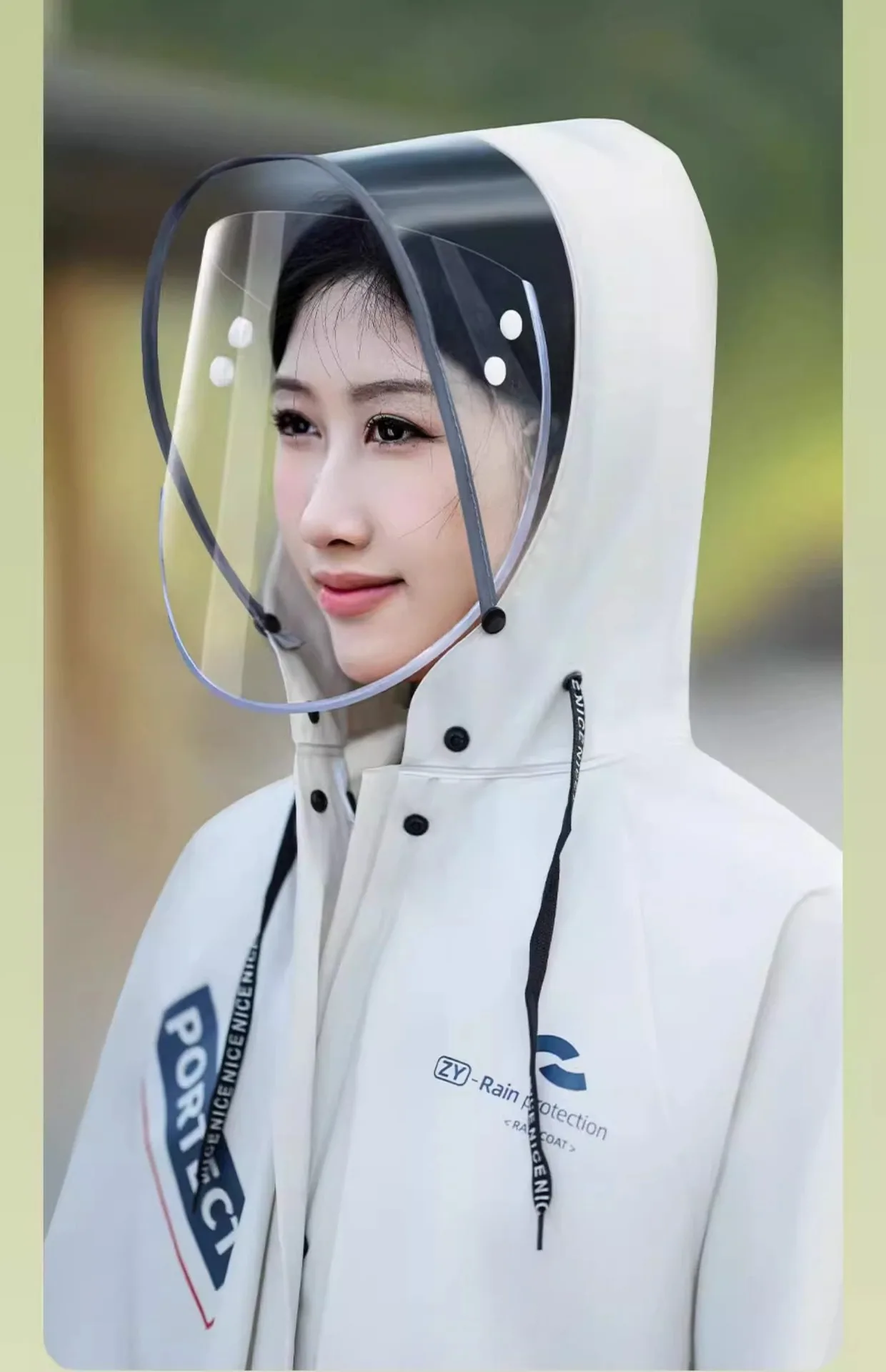 Women Windbreaker Style Raincoat Eva Waistband Full Body Waterproof Long Electric Car Riding Poncho Korean Tour Hiking Rainwear