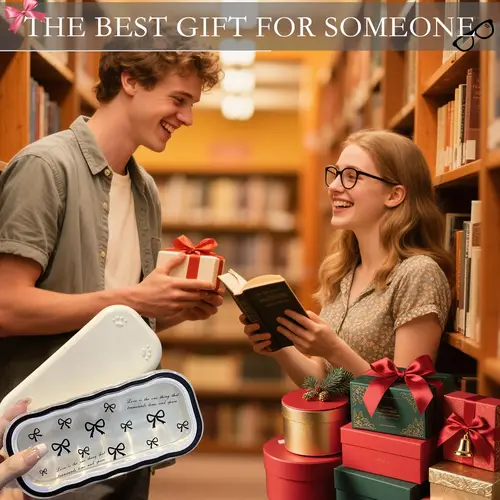 Imagen 2 del producto Estuche de gafas ondulado con lazo Floral minimalista, caja de almacenamiento de gafas personalizada creativa, soporte para gafas de mariposa Kitty para estudiantes