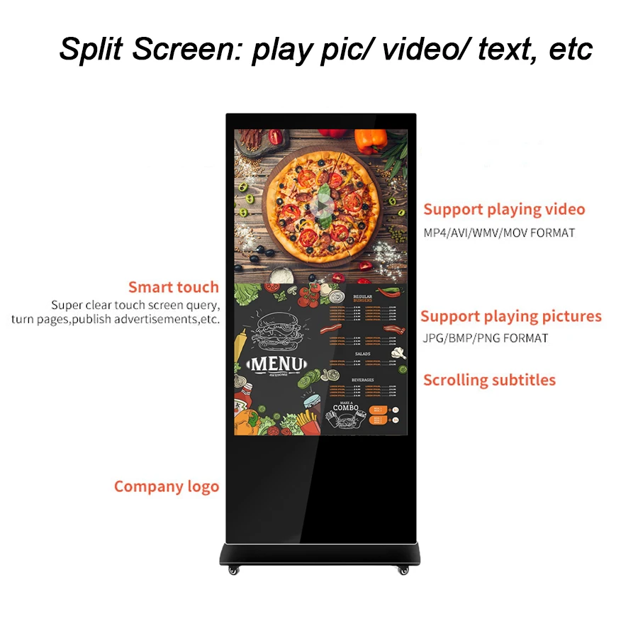 55 65 Inch LCD Screen Advertising Kiosk 4K Floor Standing Information Kiosk Factory Price LCD Digital Signage