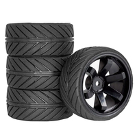 4PCS 60mm High-Speed On-Road Tires for MJX Hyper Go, Soft Rubber Tire with Wheel for 1/14 RC Touring Car, Low Wear Upgrade Parts