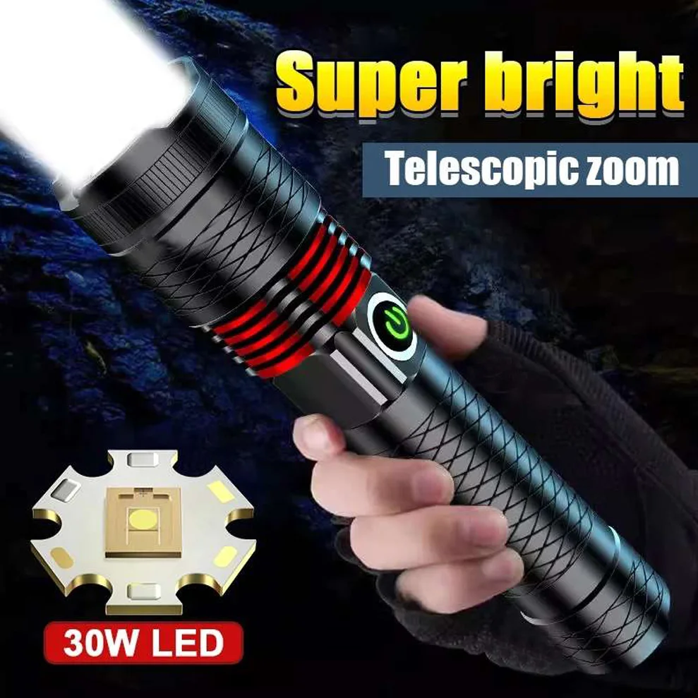 New 9000LM Rechargeable LED Flashlights White Laser Lamp Beads 2000m Super Bright Flashlight Powerful Lantern Camping Torch