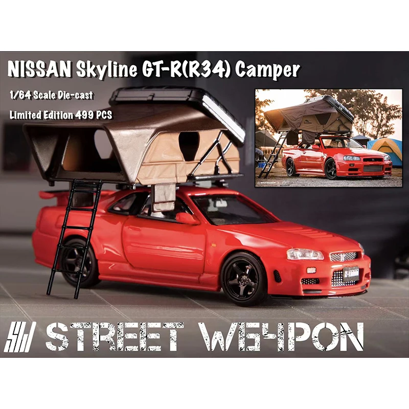 SW In Stock 1:64 Skyline GTR R34 Camper Accessories Drift Rally Lamp Diecast Diorama Car Model Toys Street Weapon