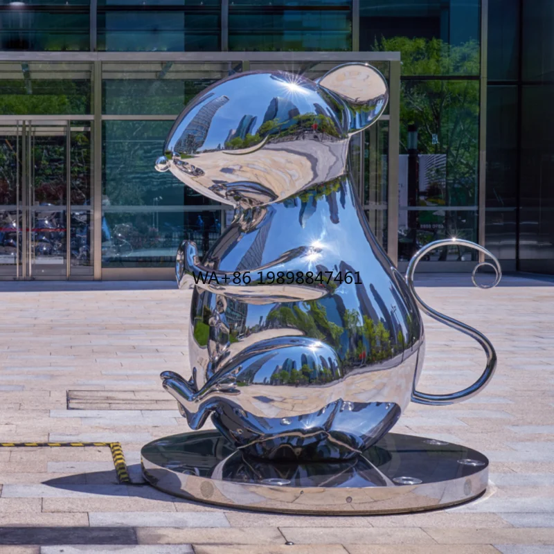 Installation Outdoor Urban Public Custom Abstract Stainless Steel Rat Sculpture Art