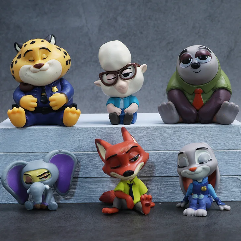 6pcs/Set Zootopia 2 Animals Action Figure Toy Judy Nick Fox Figure PVC Desktop Decoration Model Doll Toy Fans Gift