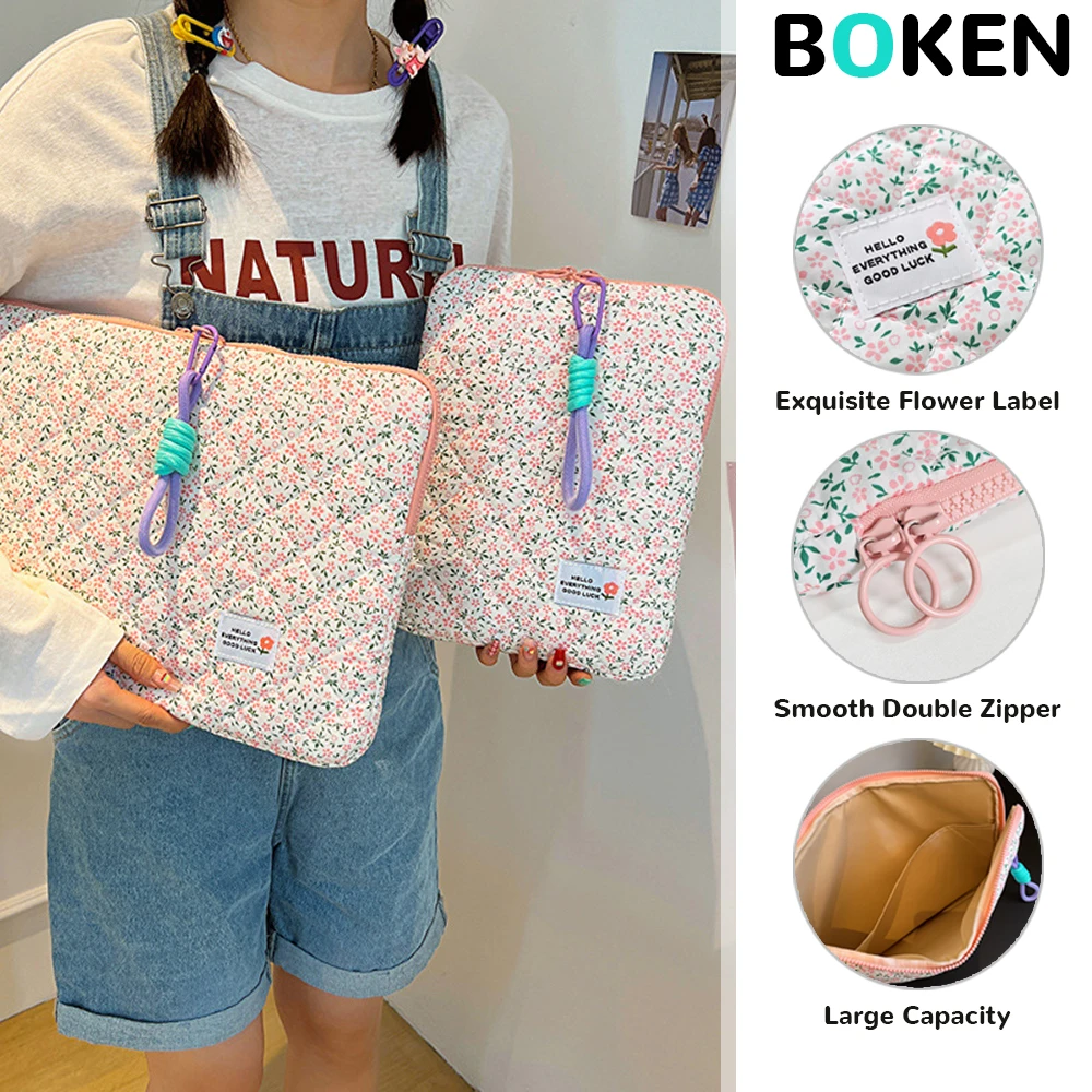 

Сумка для переноски ноутбука с цветочным принтом 13, 14, 15, 16 дюймов для MacBook Dell HP, сумка для ноутбука iPad 11 дюймов, противоударные сумки для планшета