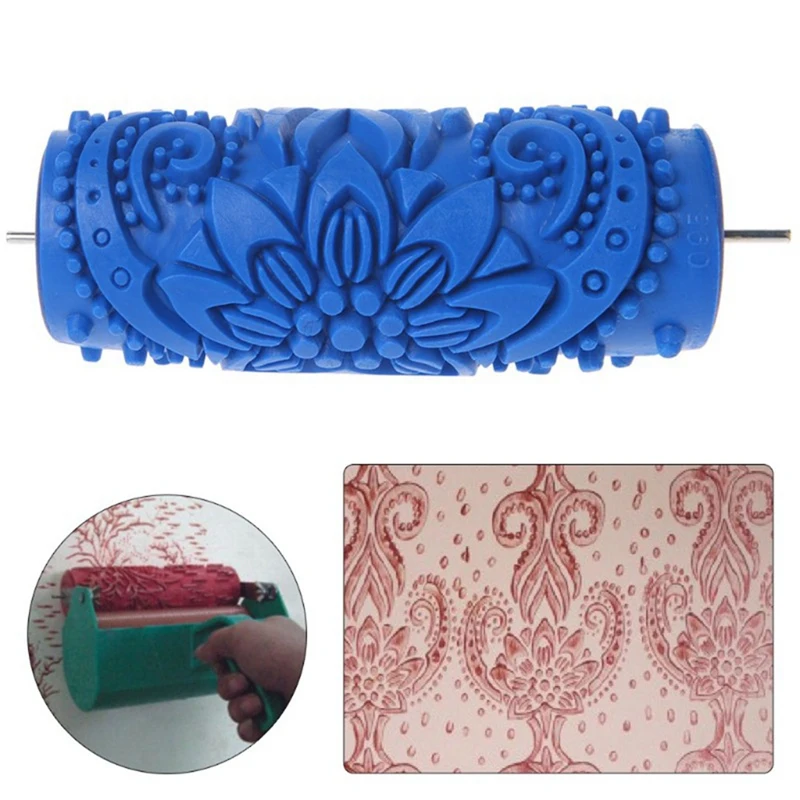 5 Inch Embossed Paint Roller Sleeve Wall Texture Stencil Brush Pattern Decor 095Y