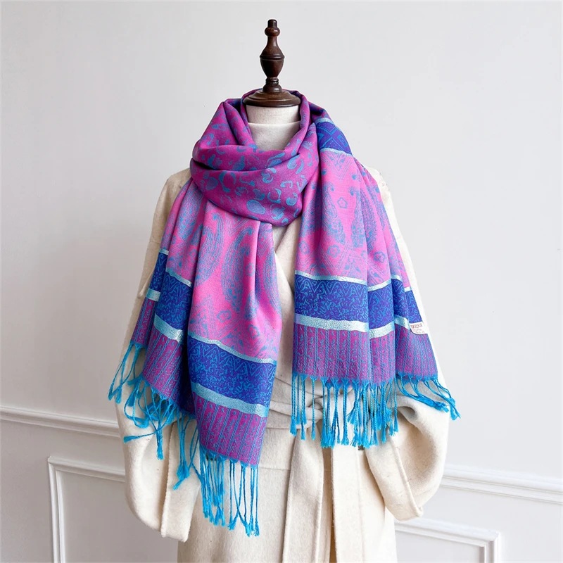 2025 New Luxury Autumn Cashmere Pashmina Shawls Women Warm Jacquard Scarves Lady Wrap Foulard Poncho Echarpe Stoles Scarf image 5