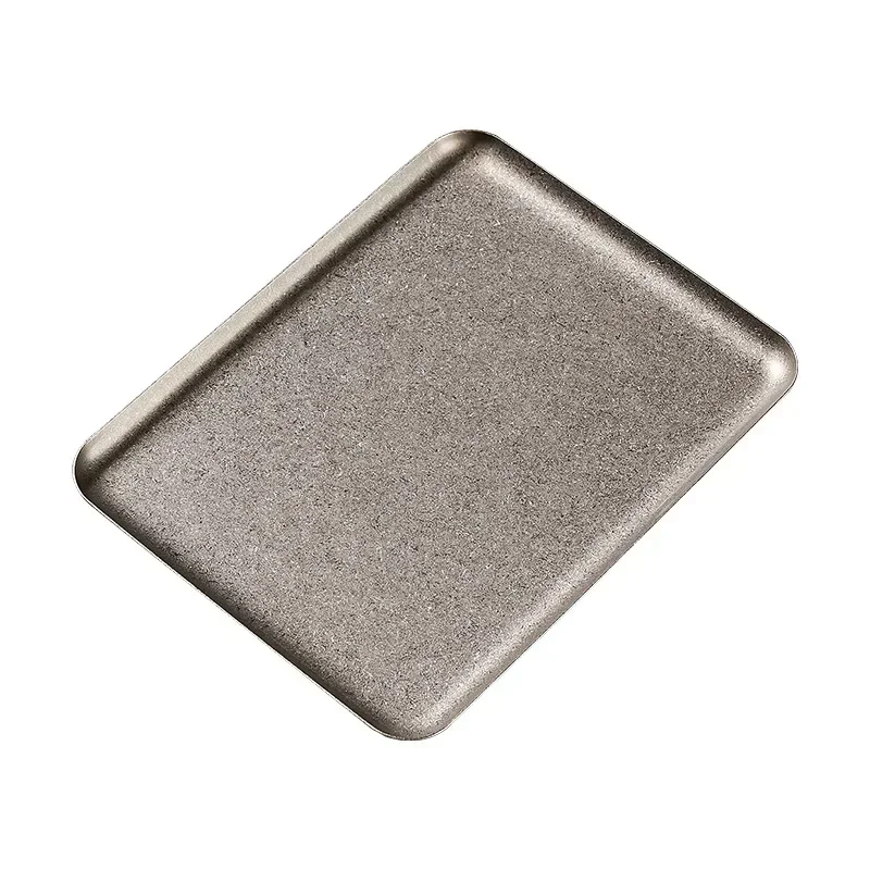 Vintage 304 Stainless Steel Antique Square Steak Tray Creative Restaurant Display Dessert Plate