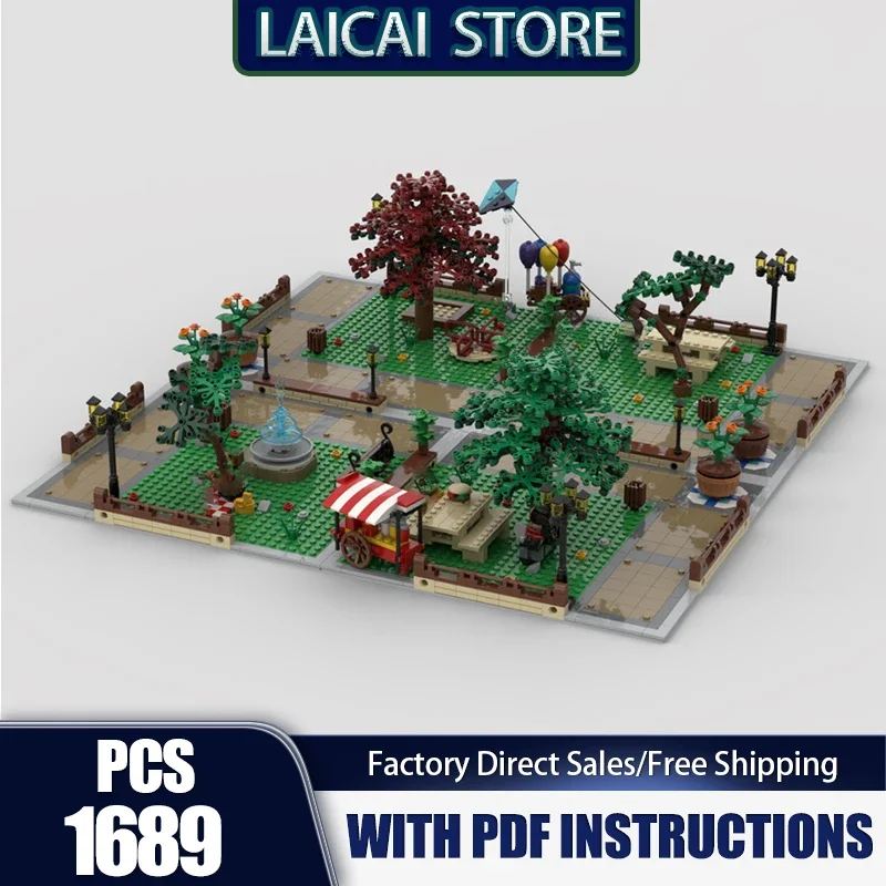 City Building Model Moc Building Bricks Park leisure buildings Model Building Technology Modular Blocks  Construstion  Toy Gifts