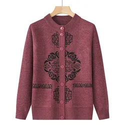 Cardigã feminino com gola redonda, peito único, suéter com fio strass, malha fashion, casaco vintage elegante, tops para outono e inverno