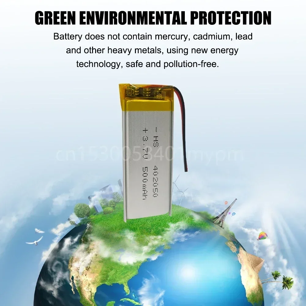 402050 3.7V 500mAh 042050 Lithium Polymer Rechargeable Battery for DVD MP3 Scale Camera Wireless Mouse Reading Pen Li-Po Cells