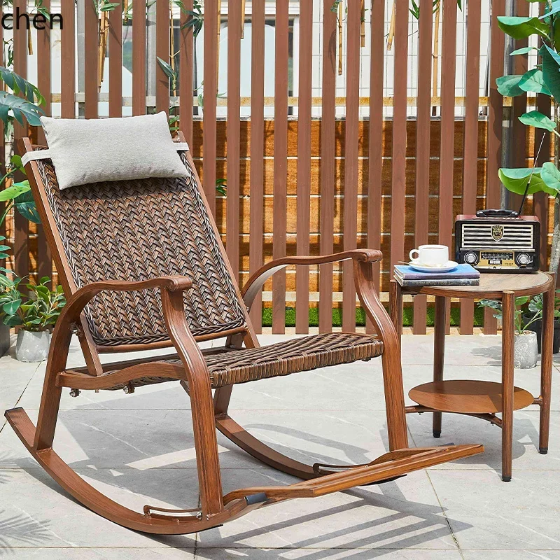 

YFY Outdoor Leisure Rocking Chair Courtyard Villa Home Balcony Outdoor Rattan Chair Lazy Rattan Rocking Chair