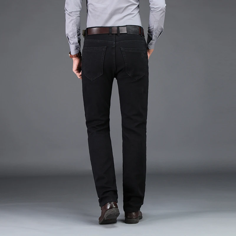 SHAN BAO 2022 Autumn Brand Pure Black Fitted Straight Jeans Classic Style Young Men\'s Casual Slim Stretch Denim Jeans