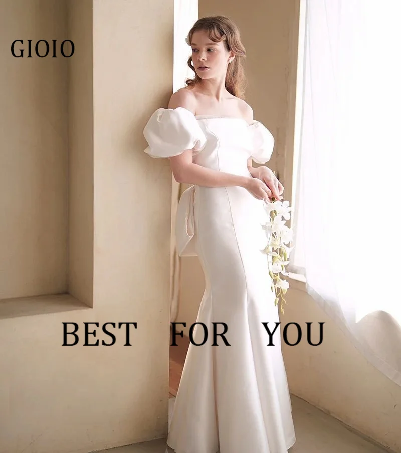 GIOIO Off Shoulder Luxury Formal Evening Dresses Pleat Puffy Sleeves فساتين سهرة  Floor Length Elegant Prom Gowns Party Women