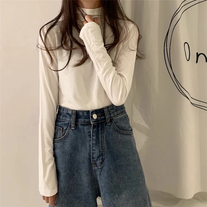 Thiened Fce Outono Inverno Camiseta Slim Fit Cor Base Camada irt Dupla Face Veludo Faionable Commute Sle