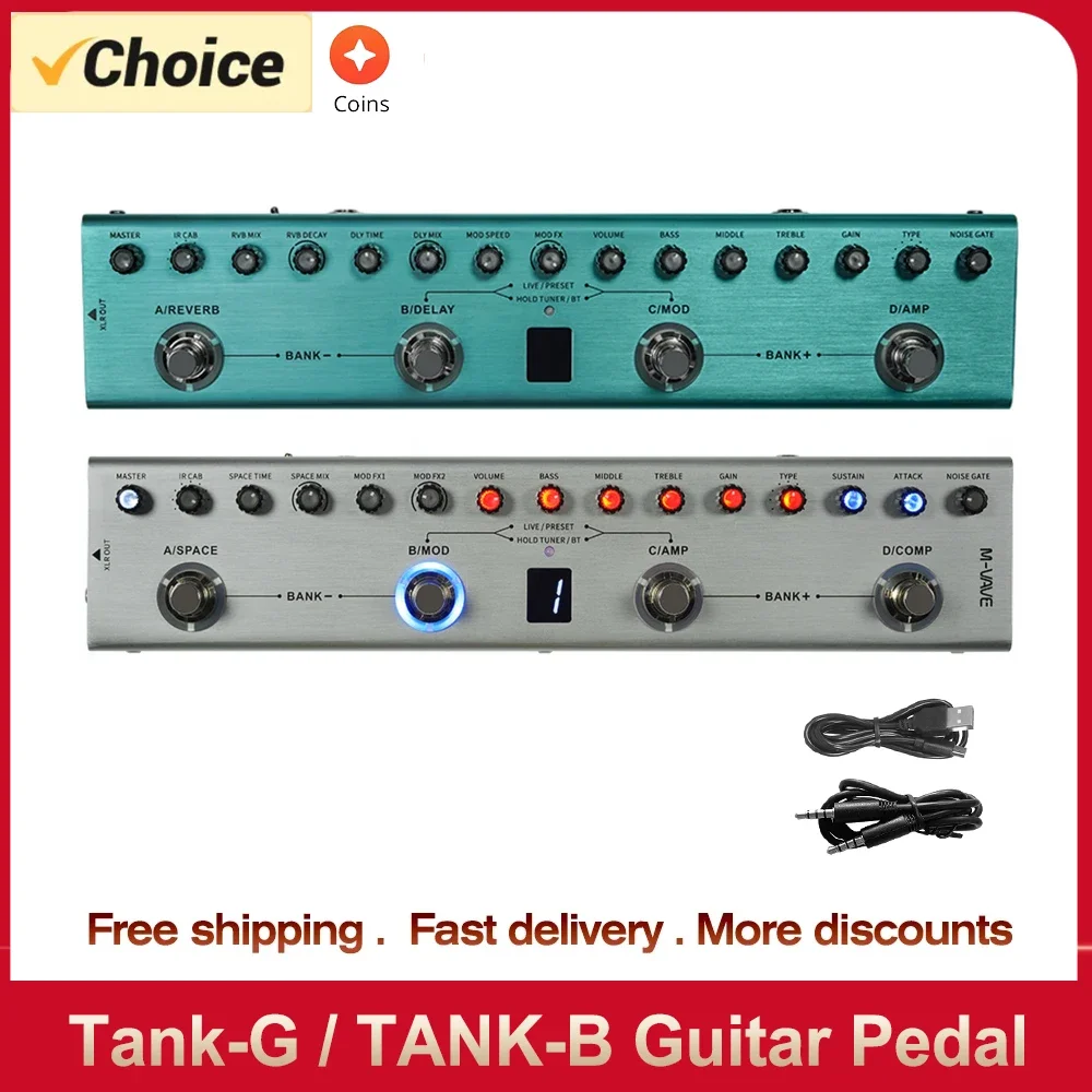 

Guitar Multi Effects Pedal 3 Band Equalizers XLR Balanced Output 3 Delays 3 Reverbs Guitar Effects Pedal BT Connection Type-C