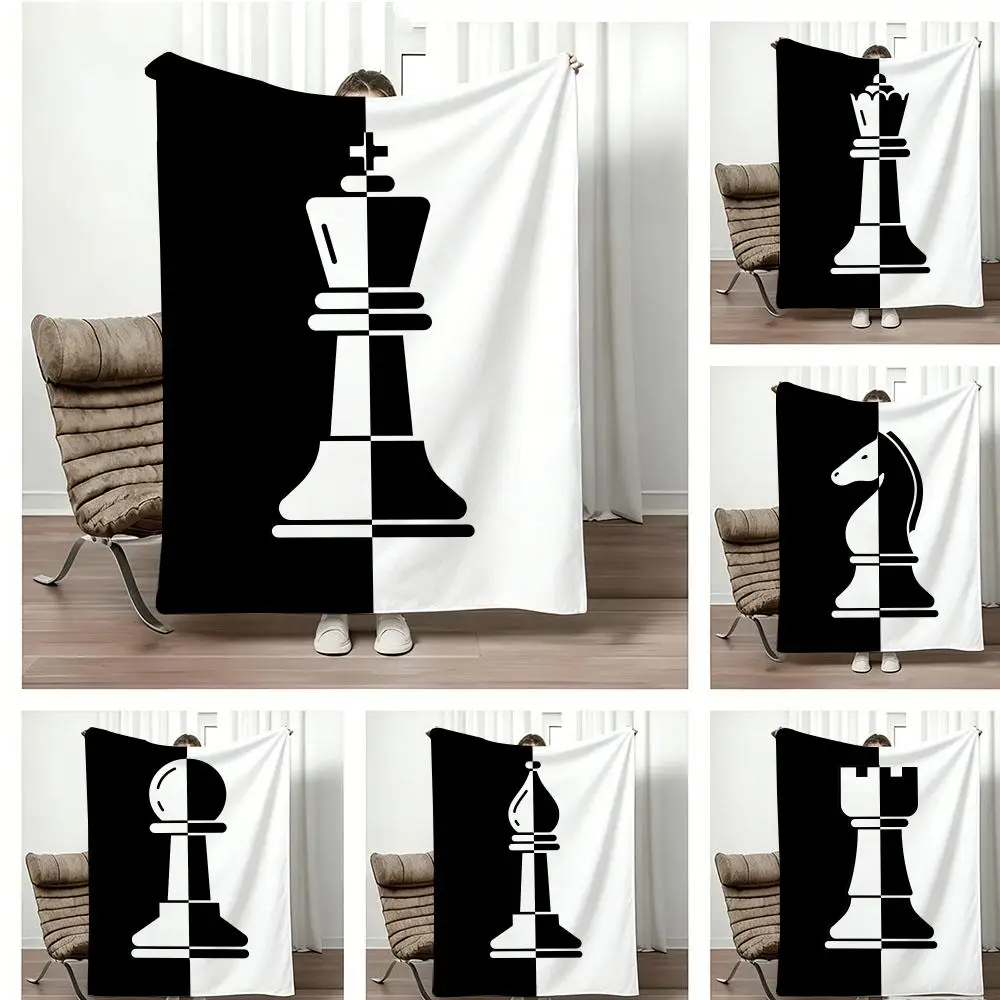 Art style C-Chess DualityS Throw Lightweight  Flannel Blanket Soft Skin-friendly for Summer Cooling