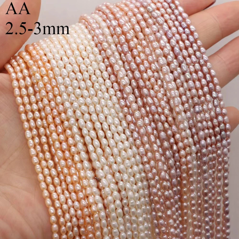 

2.5-3mm AA Fine 100% Natural Freshwater Pearl Beads Rice Shape for Jewelry Making DIY Bracelet Necklace Earrings for Women Gift