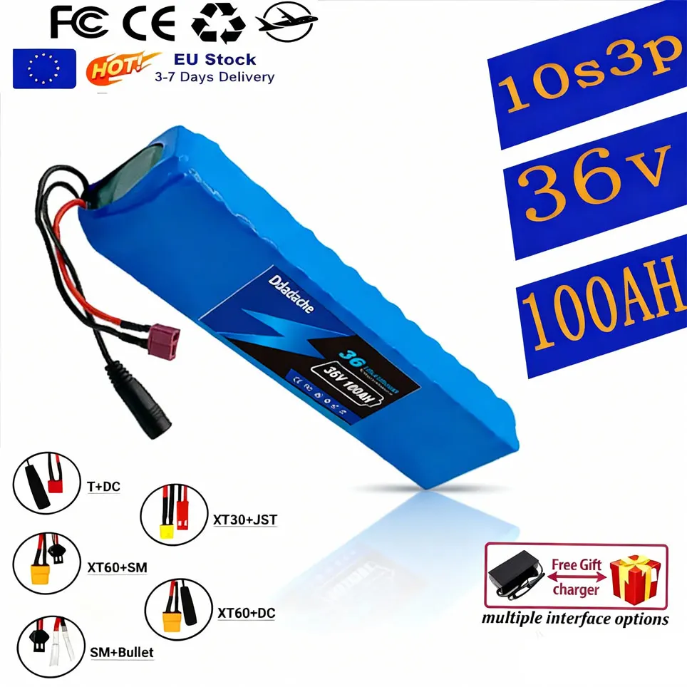 Batterie pour moto et scooter, 10S3P, 36V, 100000mAh, 18650, Ion Eddie, 1000W, haute puissance et capacité 36V