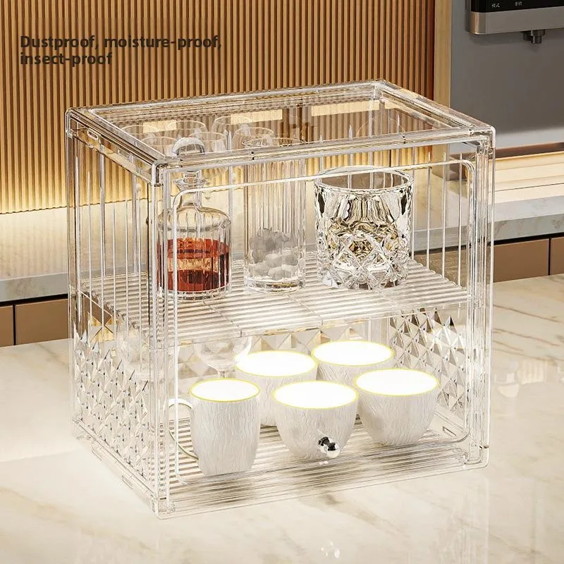 

Waterproof Multi-Functional Cosmetic Storage Rack Mug Cup Holder Tea Set Organizer Plastic Storage Box Simple Style Home Orga...