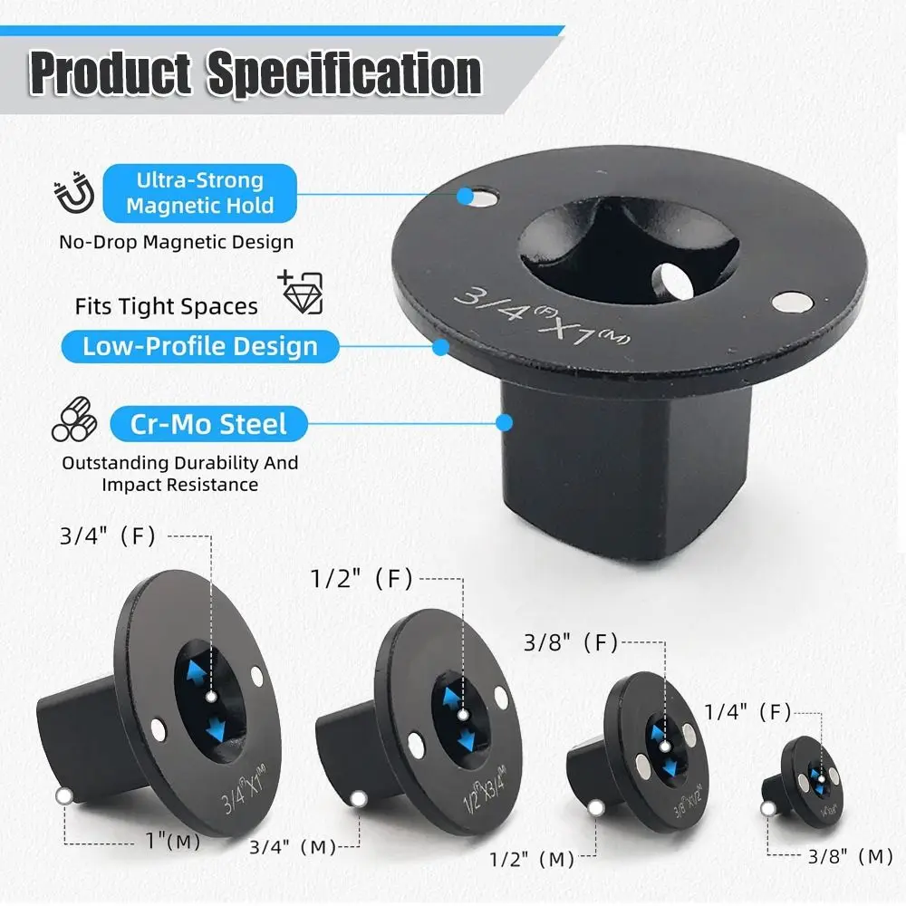 

4pcs 4PCS Set Low Profile Impact Socket Adapter Set Heavy Duty Corrosion Resistant Drive Ratchet Adapter Set Heat Treated