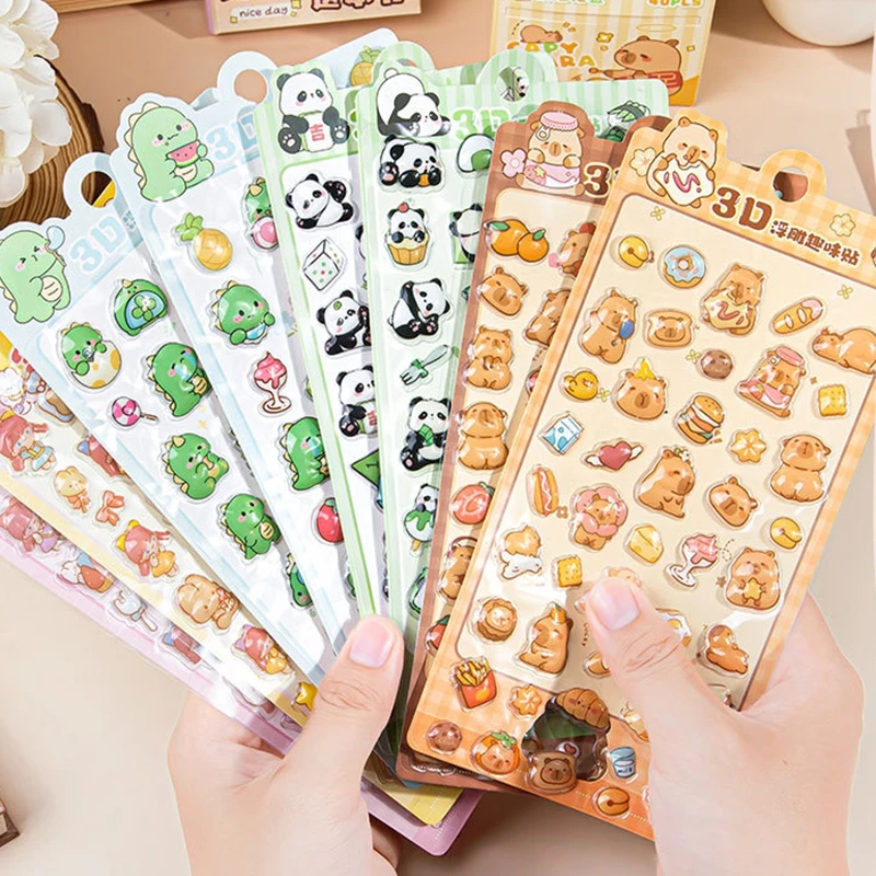 كابيبارا ثلاثية الأبعاد الإغاثة ملصق Bonbon قطرة لواصق الختم لطيف الديناصورات الباندا DIY بها بنفسك سجل القصاصات المحمول الحالات الهاتف حفلة لصالح هدية