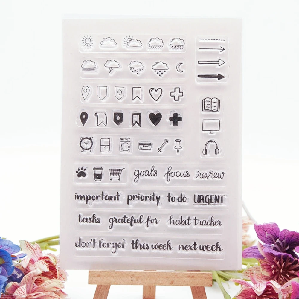 Scrapbooking Clear Stamp Weather Signal Arrowhead Design Month Calendar Pattern for Diary Junk Journal Deco Silicone Stamping