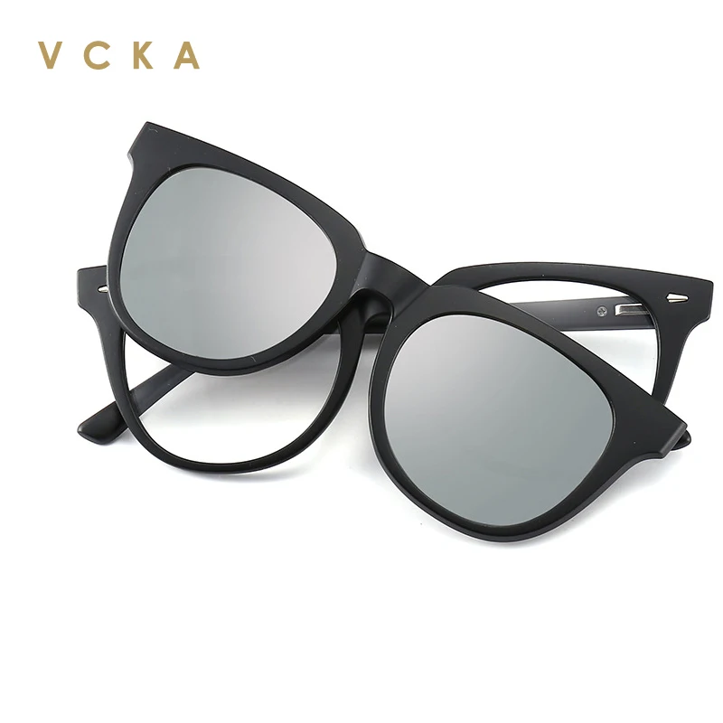 VCKA-Myopia Sunglasses for Men, Magnet Clip óculos polarizados, prescrição personalizada, óculos de leitura,-0,5 a-6,0, novo, 6 em 1, 2024