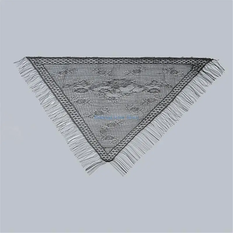 

652B Long Tassels Shawl Wrap Scarf for Women Evening Dresses Ethnic Hollow Headscarf