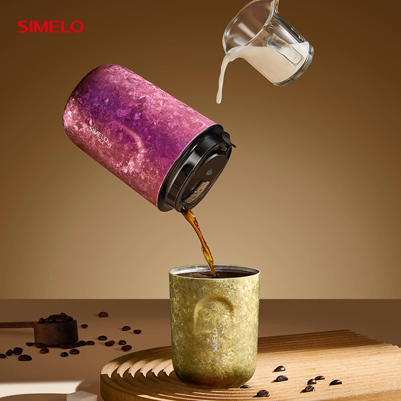 SIMELO Pure Titanium Insulated Thermos Coffee Cup 220ml/380ml Titanium Thermal Water Bottle Vacuum Flask With High-End Gift Box