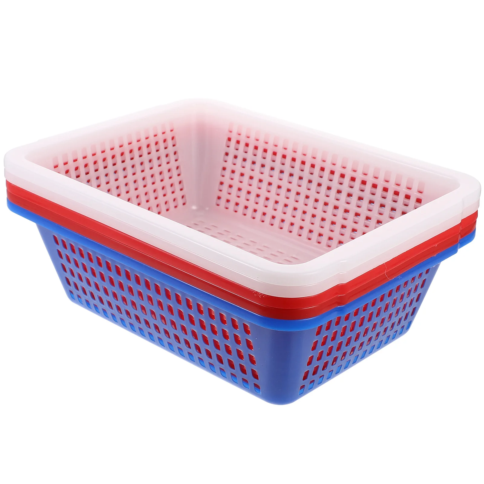 

5Pcs Thickened Plastic Baskets Lightweight Storage Containers Simple Design Home Kitchen Office Organization Storage Containers
