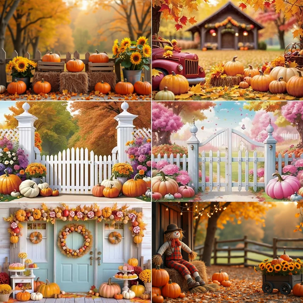 

Autumn Thanksgiving Photography Studio Background Farm Pumpkin Truck Maple Leaves Party Photo Backdrop Birthday Decor Back Drop