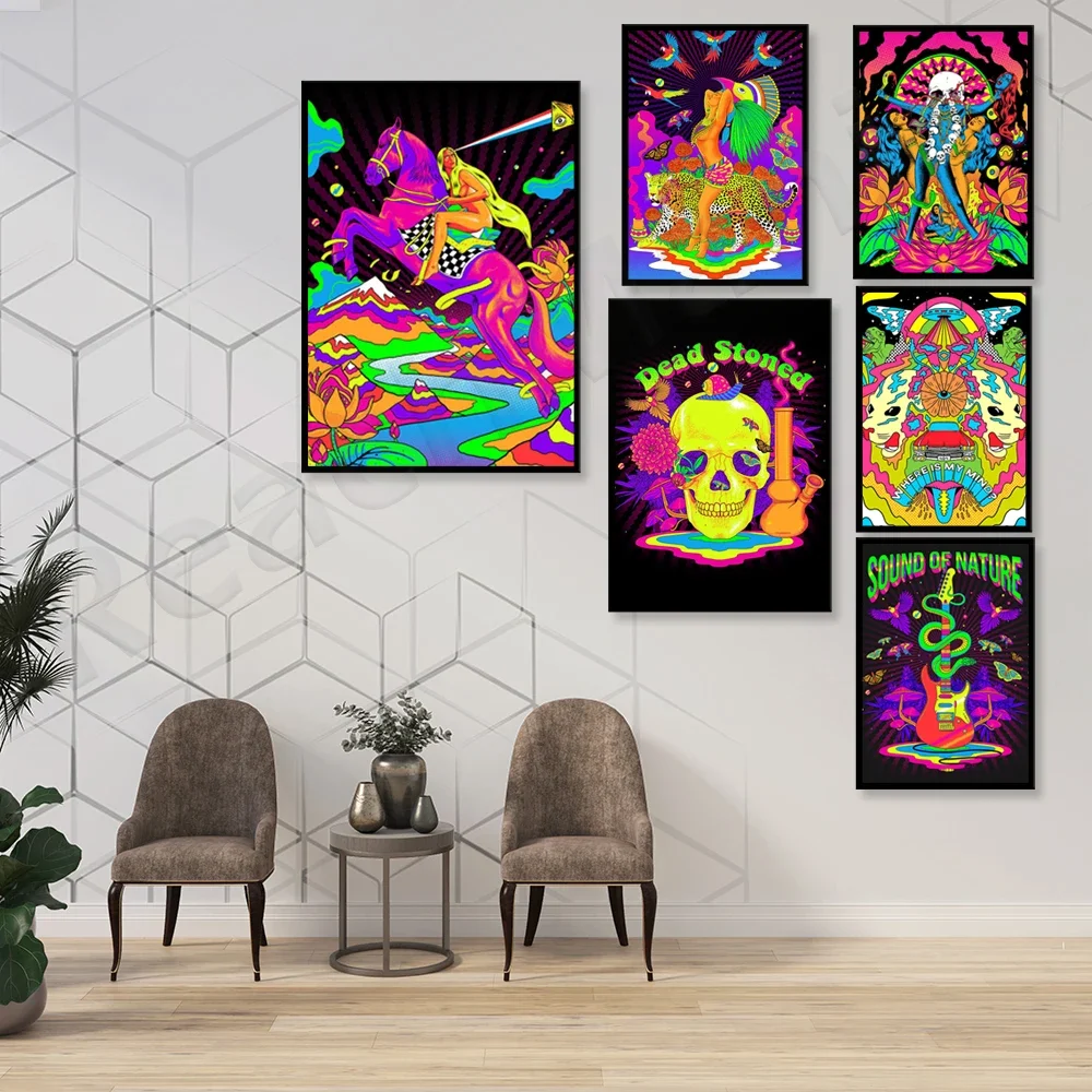 Aztec Goddess, Sound of Nature Psychedelic Mind Vision Magic Painting Wall Art Poster and Print Home Decor