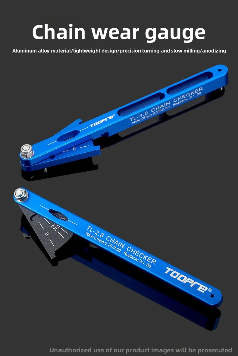 TOOPRE Fahrradketten-Messgerät Verschleißmesslineal Mountainbike- und Rennrad-Kettenspannungserkennungs- und Wartungswerkzeug – Detail 1