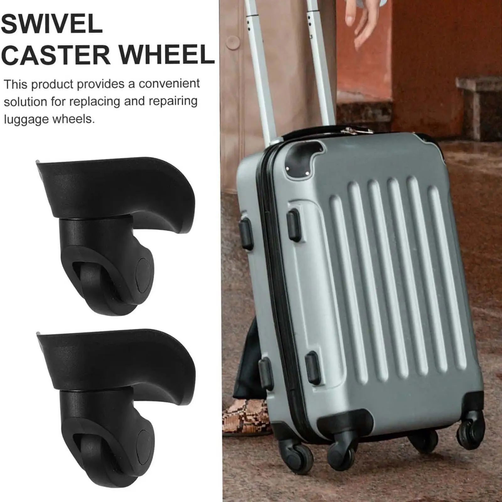 

2 Pieces Luggage Wheels Easy Installation Smooth Wear Resistant Accessories