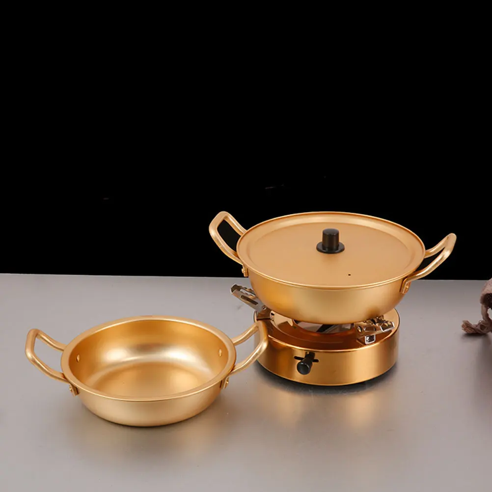 

Yellow Aluminum Ramen Pot Lightweight Portable Cooking Pan for Camping Hiking Parties Quick Heat Easy Clean Korean