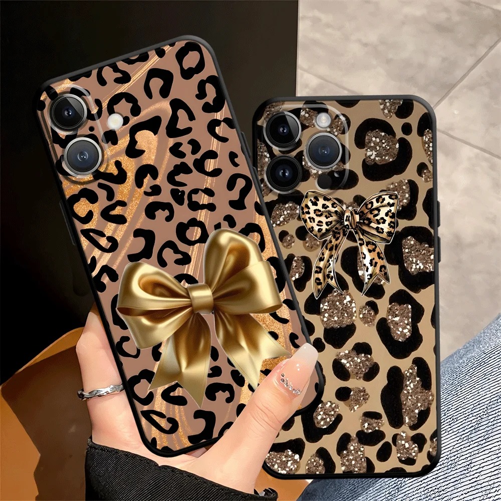 حافظة لهاتف آيفون XR 7 8 17Air XS Max 13 12 11 17 Pro Max 15 16 14 Plus قوس بطبعة الفهد