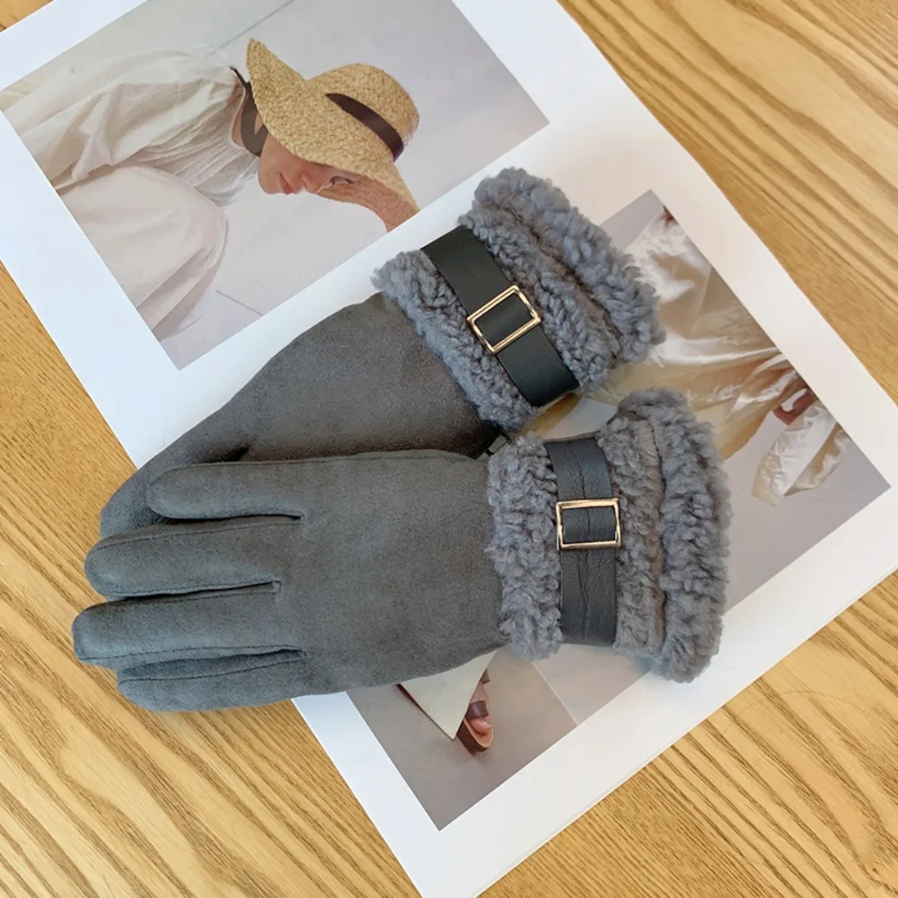 

Простые женские зимние перчатки с полным пальцем, утолщенные теплые женские флисовые перчатки, антихолодные велосипедные варежки на флисовой подкладке для мамы