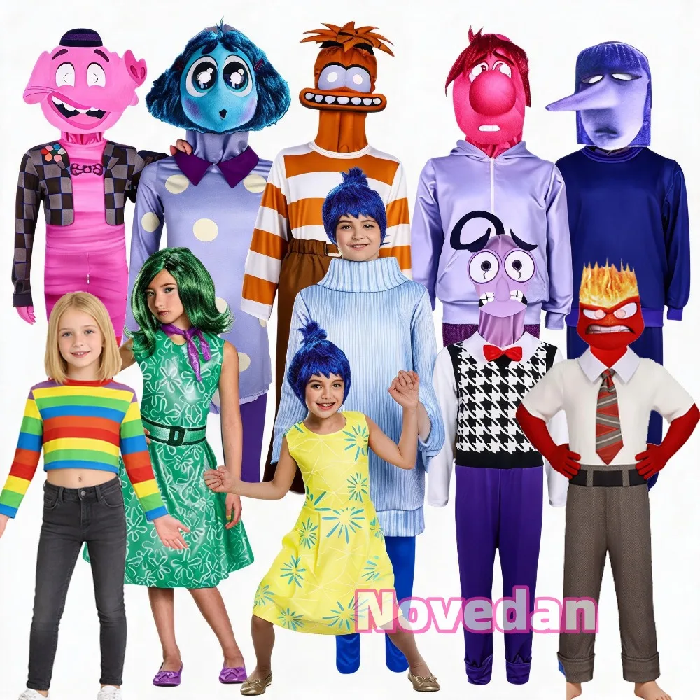 Disfraz de Cosplay de Anime Inside Out 2, Sadness, Anger, Disgust, Joy, Riley, Fear, Anxiety, Disfraz de Cosplay para Adultos y Niños, Traje de Halloween, Vestido de Fiesta