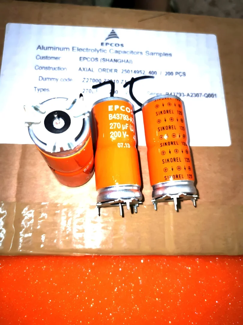 3PCS/LOT B43693-A2307-Q1 270UF 200V EPCOS vertical  axial high-temperature resistant electrolytic capacitor