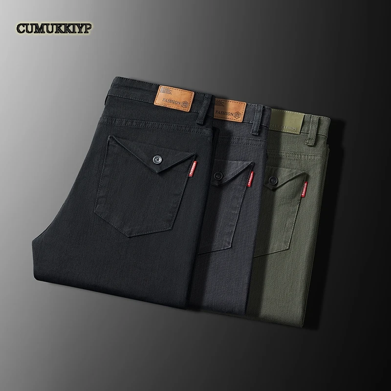 

CUMUKKIYP Trendy Men's Autumn Elastic Casual Pants 2023 New Slim Fit Straight Leg Skinny Versatile Trousers