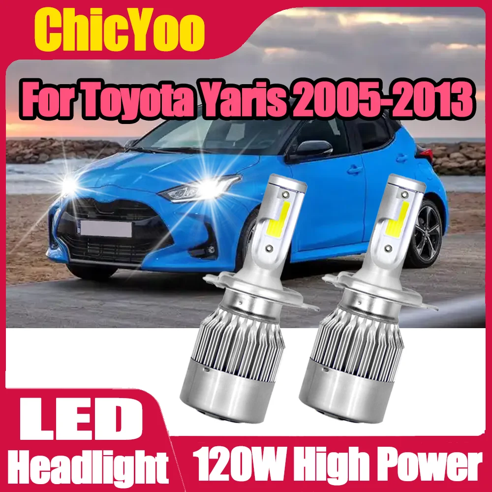 

2PCS 120W High Power H4 Led Car Headlight Bulbs 20000LM Auto Headlamp 6000K White Car Light Bulbs 12V For Toyota Yaris 2005-2013
