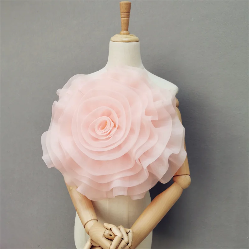 Women\'s Elegant Designer White Pink Organza Flower Female Vintage Photography Formal Dress Performance Party Glove R985