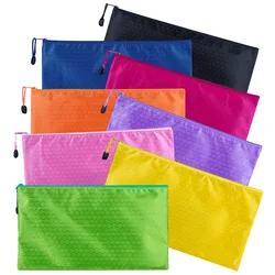 8 Colors Black Grid Pencil Bag Zipper Pouch Bill File Bag Makeup Small Pencil Case Waterproof Office Supplies Travel Accessories