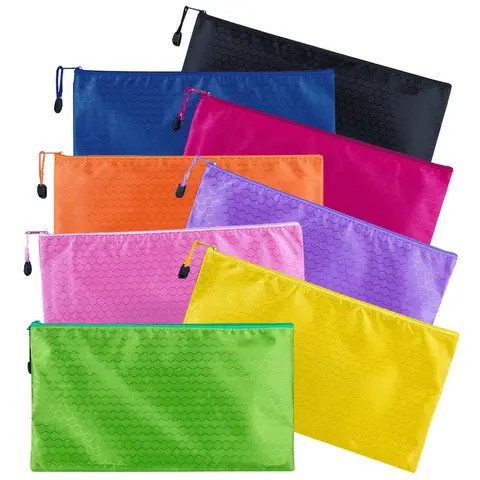 Bilashmart 8 Colors Black Grid Pencil Bag Zipper Pouch Bill File Bag Makeup Small Pencil Case Waterproof Office Supplies Travel Accessories