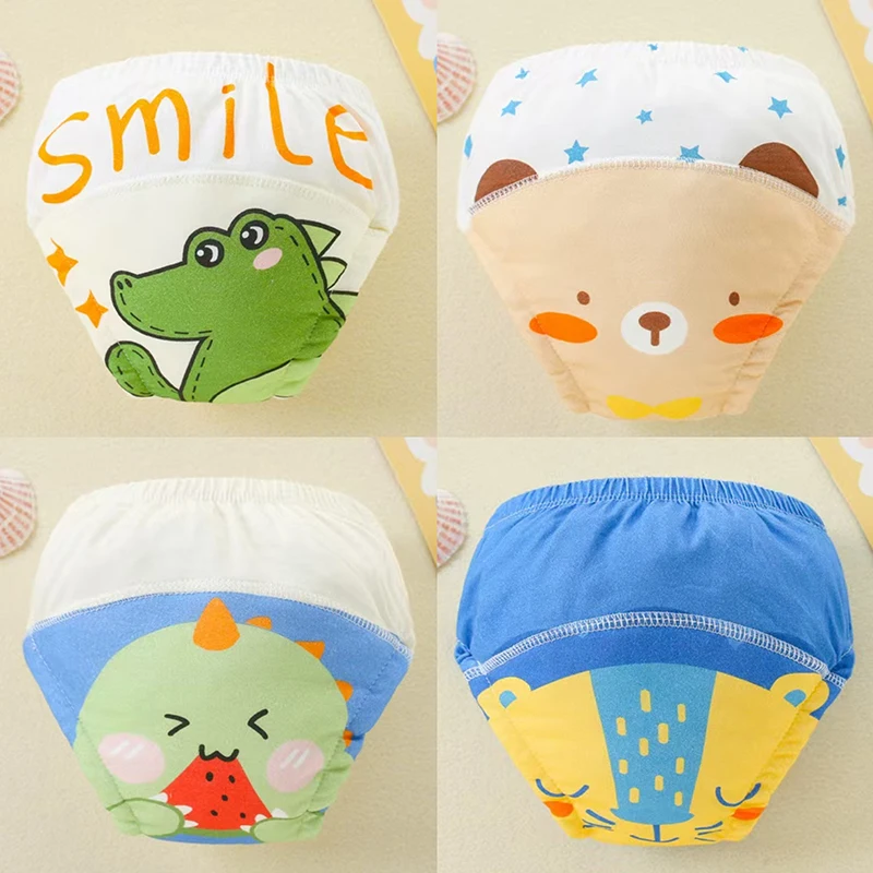 

4pcs Baby Cartoon Muslin Cotton Underwear Girls Boy Pee Learning Panties Children Washable Reusable Potty Toddler Training Pants