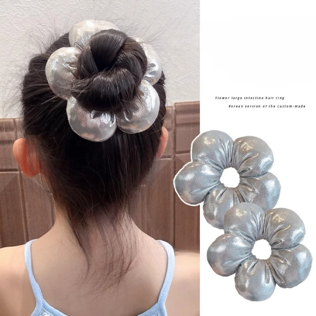 صانع كعكة الكرة Scrunchies التجعيد القطيفة الزهور No-Snag مطاطا للفتيات العلاقات الشعر طفل آمن Accs 3-8Yrs 1 قطعة #2