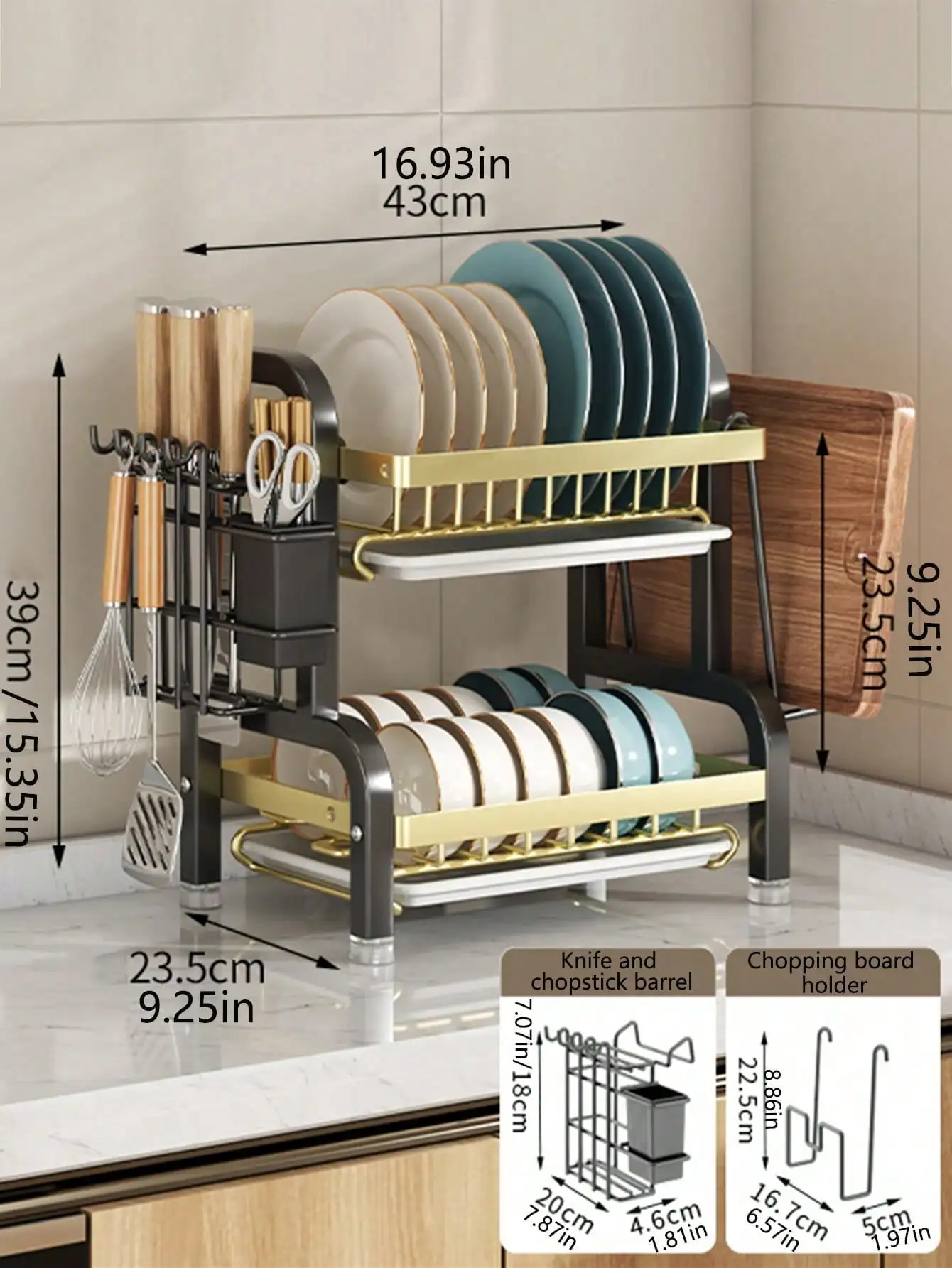 

1pc Kitchen Storage Rack Dish Plate Drain Shelf Multifunctional Bowl Organizer