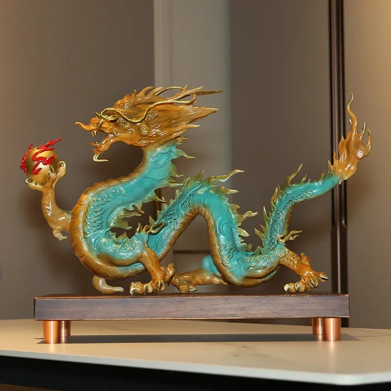 Copper ornaments, dragon line, world zodiac dragon opening, home entrance office store desktop front desk business gifts
