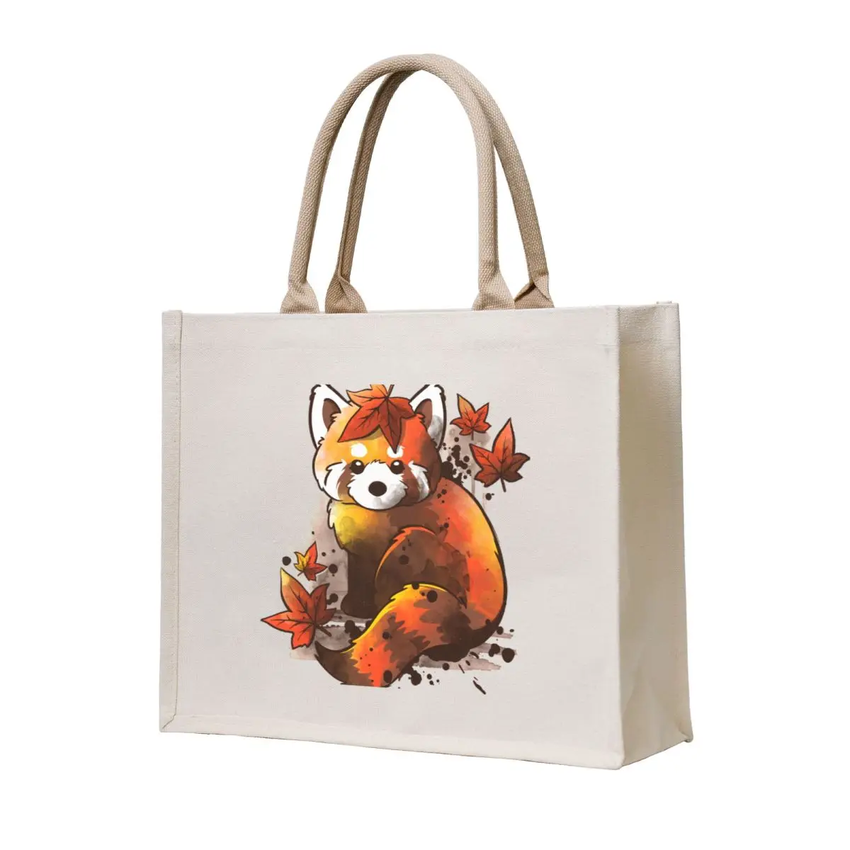 

red panda red leaves Tote Bag Women's tote bag Portable shopping bag shopper women